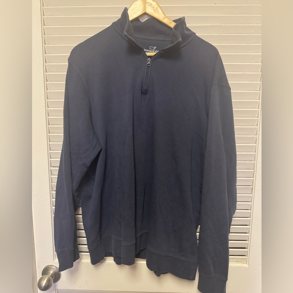 Vineyard Vines Blue Pima Cotton XL Quarter Zip Up Sweater